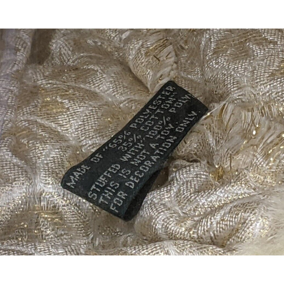 Angel Tree Topper 17" Gold Ivory Porcelain Face & Hands Feather Wings Fur Robe - Picture 8 of 9